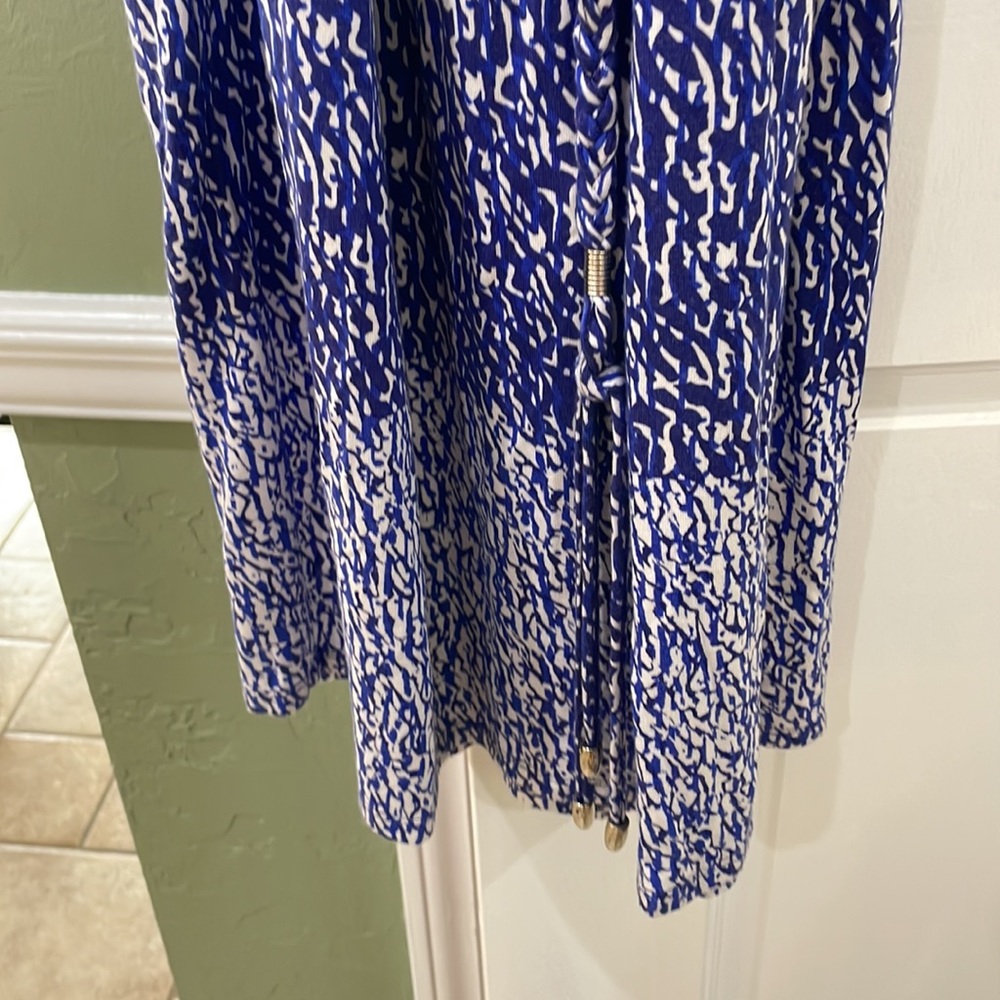 DANA BUCHMAN Halter Maxi Dress S Blue White.  95% rayon 5% spandex - Picture 3 of 4